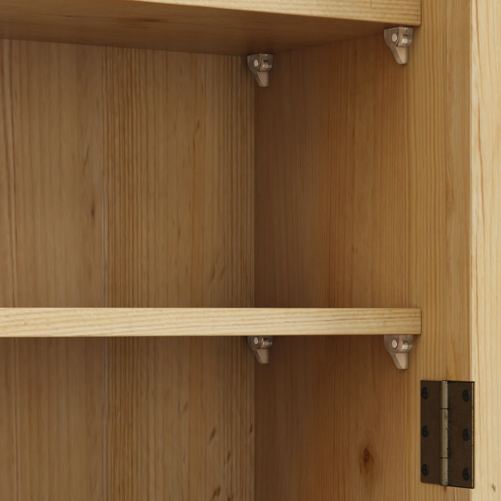 Vintage-Wandschrank mit Doppeltür und Glastür, dreistufiger Stauraum mit Handtuchhalter, für Badezimmer, Küche, Esszimmer – Detail 19