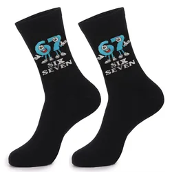 New Arrival Cartoon Number & Letter Fun Men's Mid Calf Socks - One Size (Bshs)