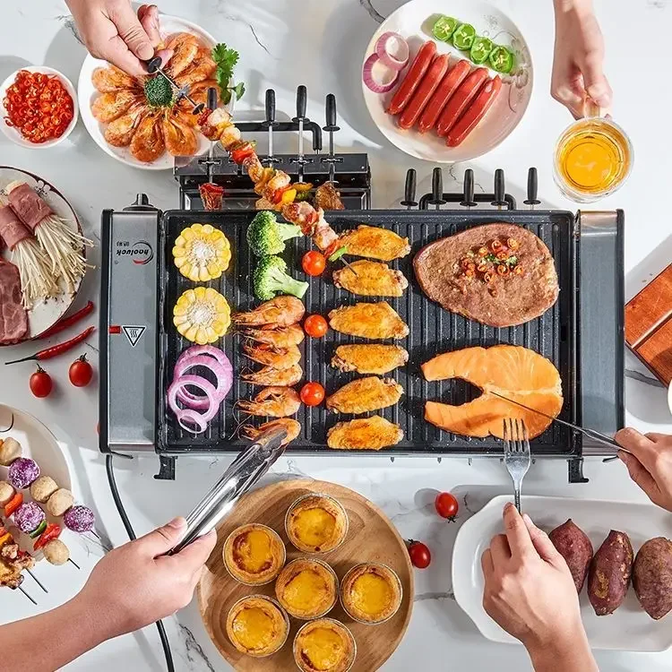 Electric barbecue oven household electric grilled lamb kebab machine smokeless barbecue oven Korean automatic rotating grill 3