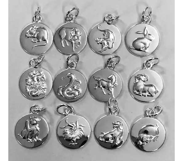 

Wholesale twelve zodiac animals rat cow tiger rabbit dragon snake horse sheep monkey chicken dog pig Round Pendant DIY woven re