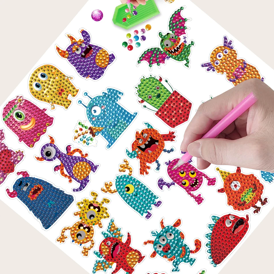 QCHMM DIY Pittura Diamante Adesivo per Bambini, 5D Unicorni Gelato Diamante Painting Kit,DIY Strumenti da Disegno Mosaico per Bambini Principianti Adulti