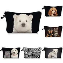 

Water Resistant Makeup Bag Zebra Stripe Brown Black Leopard Print Cosmetic Bag Zipper Organizer Bag Women Beauty Bag Travel Bags