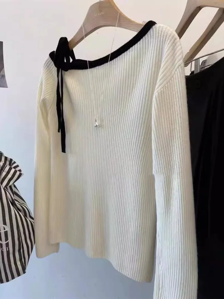 Autumn Women Knitted Off Shoulder Sweater