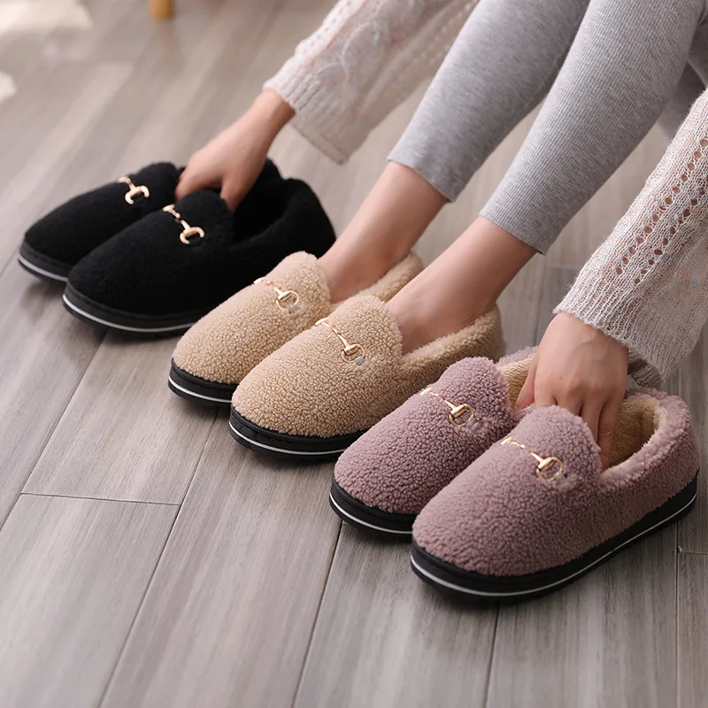 Winter Cotton Plush Slippers Women Indoor Outdoor Wear Soft Thick Cover Heel Non-slip Warm Design Fashion Versatile Boots