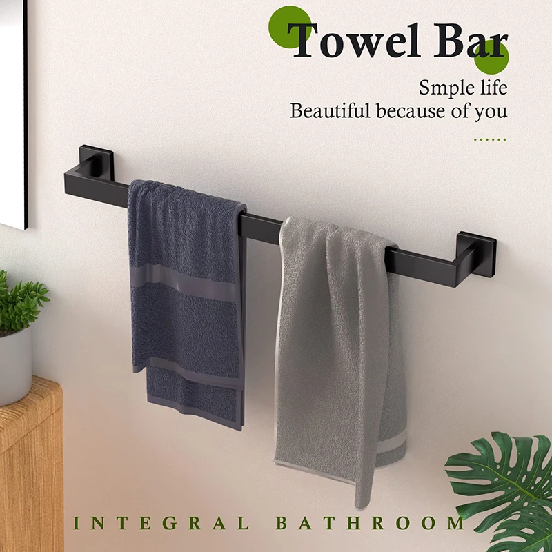 Bathroom Accessories Set Matte Black Wall Shelf Toilet Roll Paper Holder Robe Hook Hanger Towel Rail Bar Rack Ring
