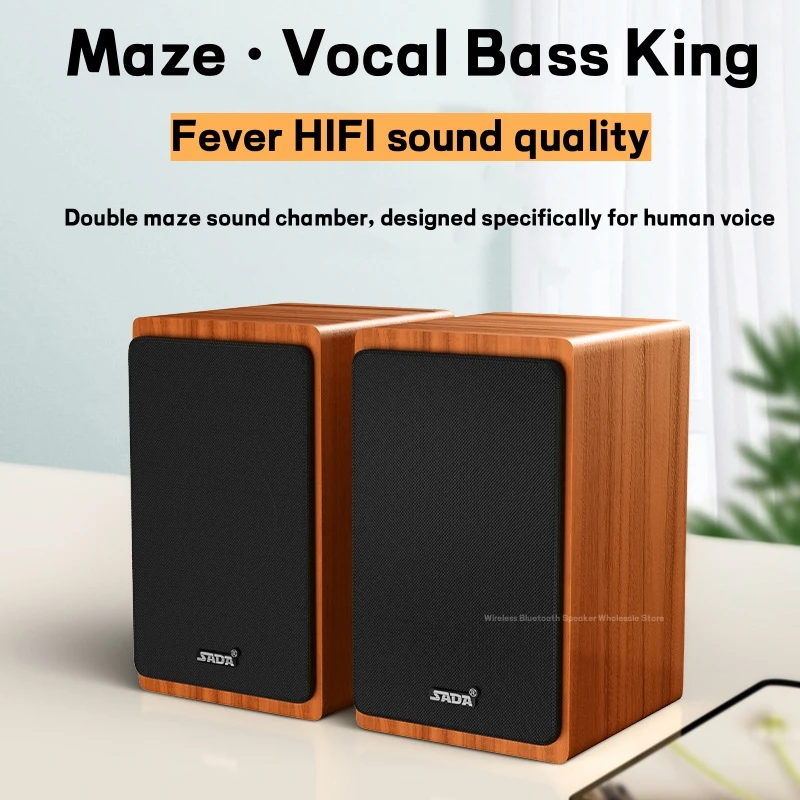 

V-121 computer small speaker desktop home desktop subwoofer wired wooden Bluetooth speaker home theater caixa de som Bluetooth