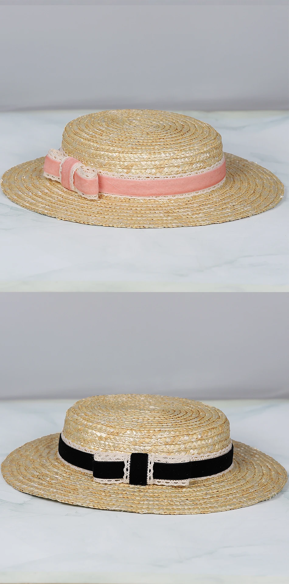 FS Retro Strohhüte mit kurzem Schirm, eleganter roter Schleifen-Kirchenhut für Damen, Teeparty-Fascinator-Mütze mit gehäkeltem Band, Sombreros Mujer – Detail 4