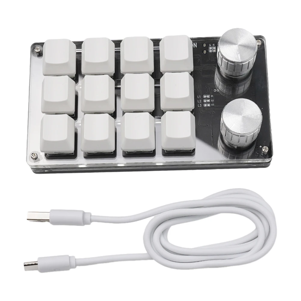 

Programmable Multifunctional Mechanical Keyboard 12 Keys And 2 Buttons 50 Million Times USB Keyboard Dustproof Cyan Shaft