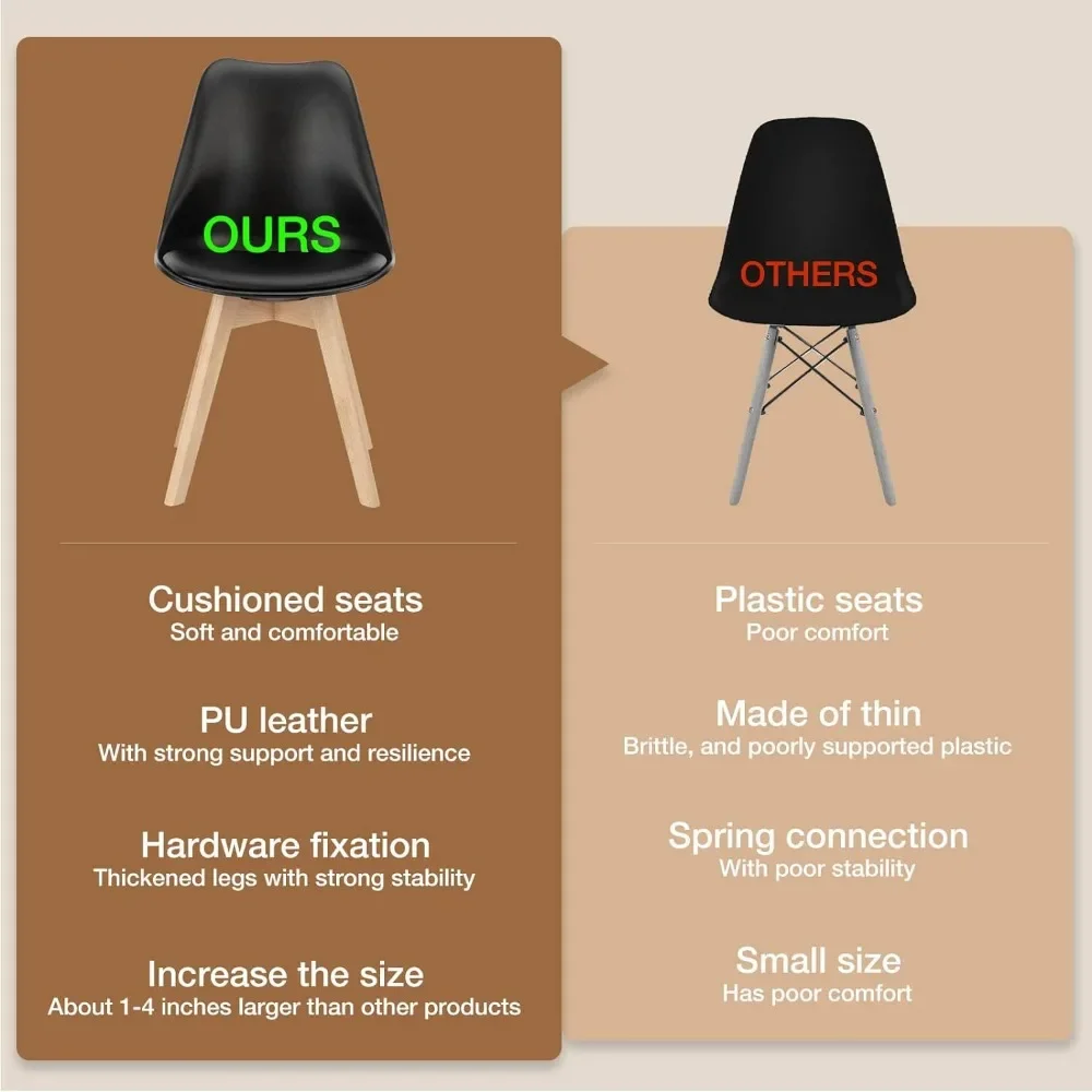 Dining Chair Dining Chairs Set of 4 Mid-Century Modern Dinning Chairs Living Room Bedroom Outdoor Lounge Chair PU Leather Cushion