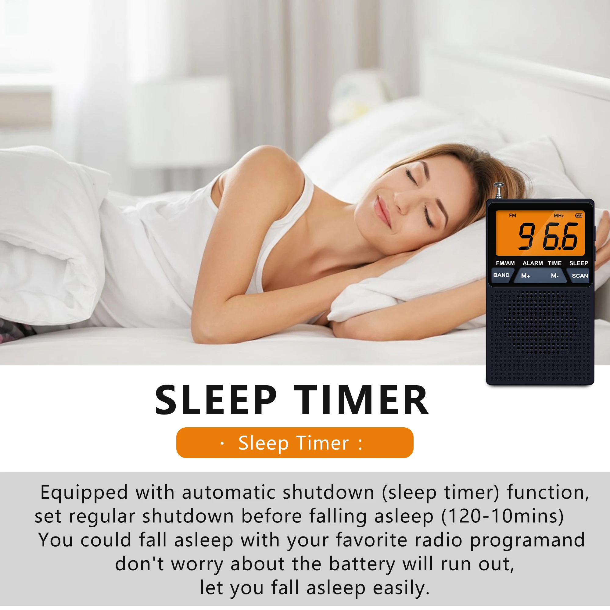 Mini Portable FM AM Radio LCD Display Radios Receiver Built-in Speaker Alarm Clock with 3.5mm Earphone Support Sleep Timer