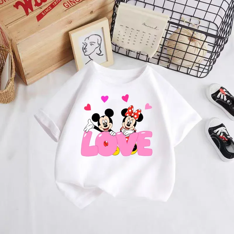 Cute Minnie and Mickey Summer T-shirt boy Girls Kids Clothing Girls Clothing Tops Short sleeves Sports Fashion Short sleeves