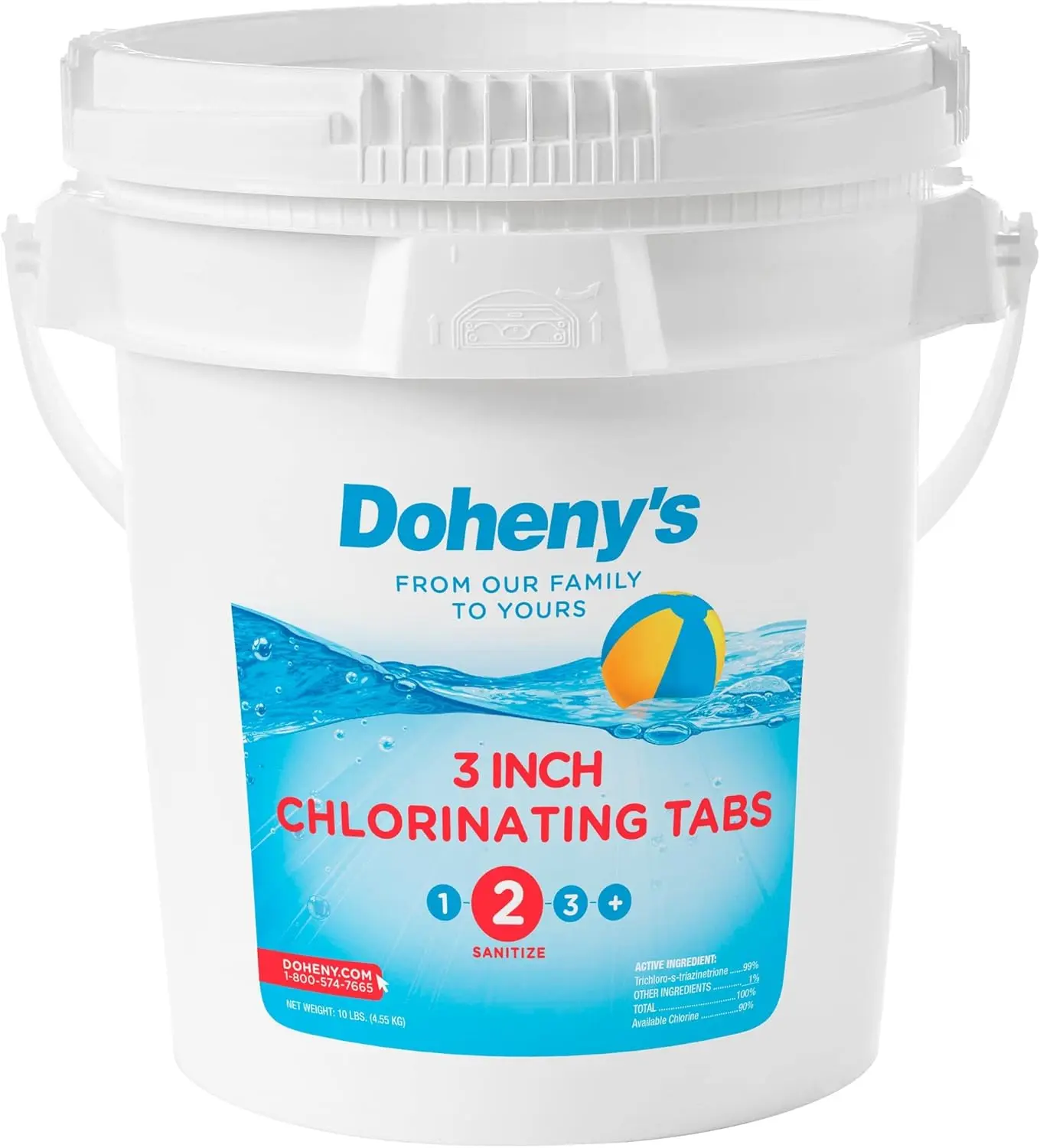 3-Inch Stabilized Chlorine Tablets 99% Pure Tri-Chlor, 90% Available Chlorine Long-Lasting,