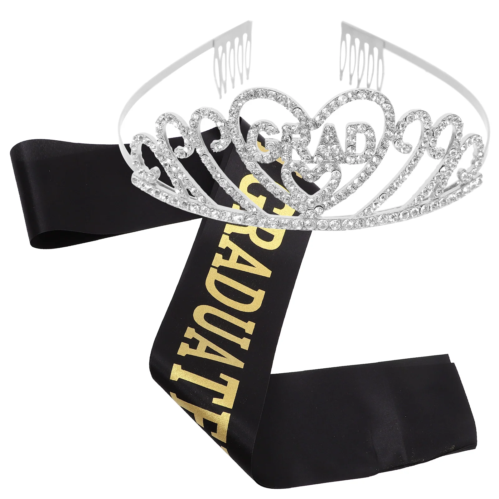 

Dress Graduation Shoulder Straps Crown Rhinestone Queen Crowns Cloth Student Sash