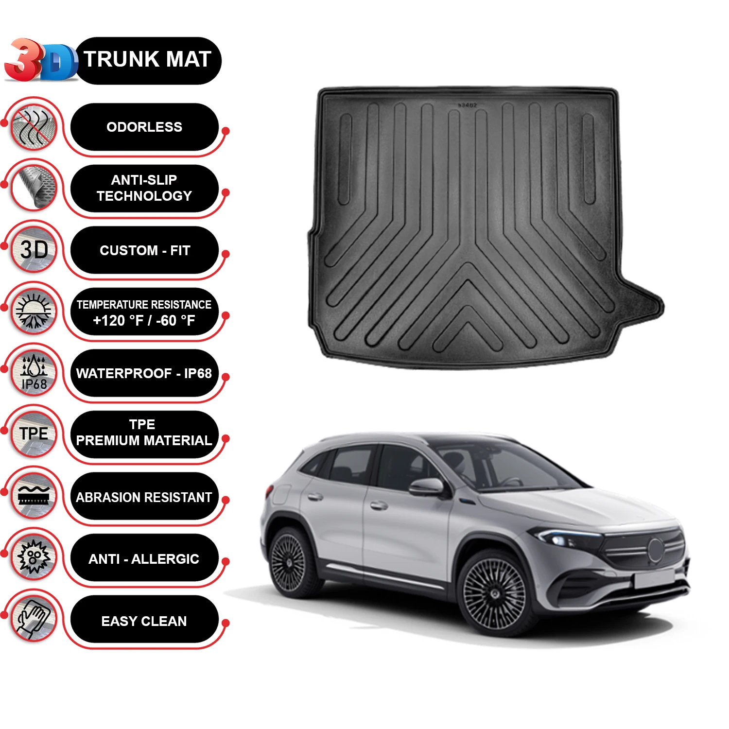 

Mercedes EQC 2019-2023 Cargo Liner Rear Trunk Floor Mat