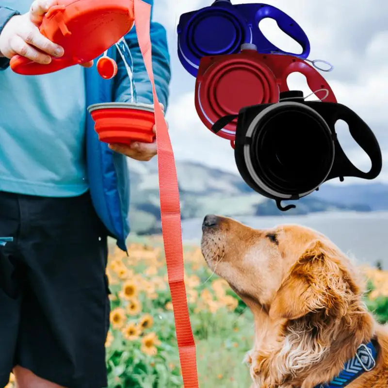 

Многофункциональный поводок для маленьких собак, веревка для больших собак, со встроенной бутылкой для воды, чашей, мешком для отходов, дозатором, аксессуарами для собак