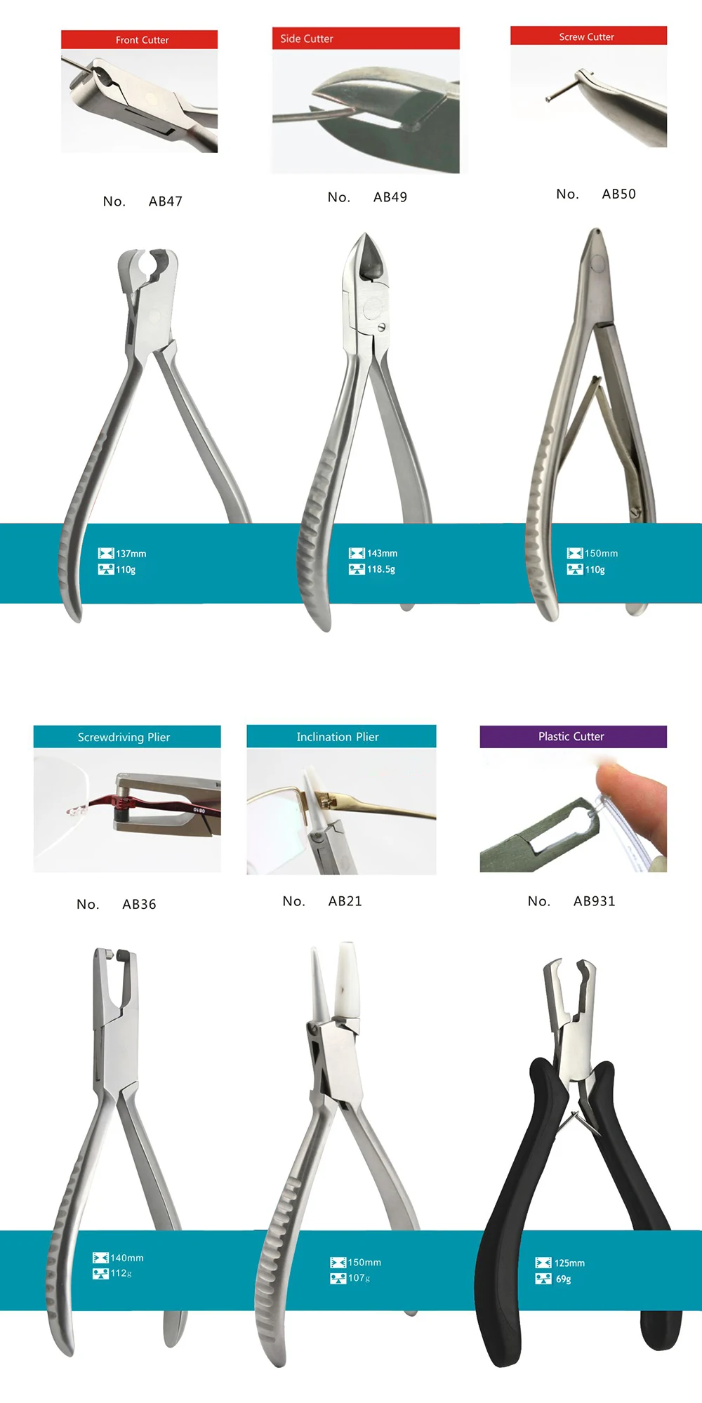 Qualität Edelstahl Brillen Feder Zange Gläser Schraube Cutter Dreizack Chip block Zange Teller Optische Reparatur Hand Werkzeug – Detail 2