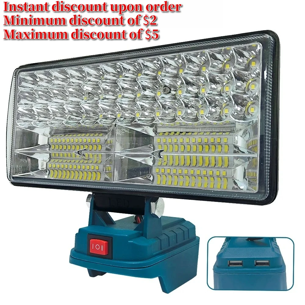 LED 작업등 3/4/8인치 마키타 14.4V 18V 리튬이온 배터리 램프 USB 야외 손전등 랜턴 캠핑 비상등