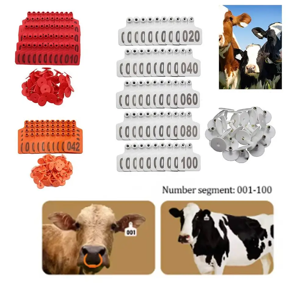 thumbnail image 2 of Pink Cattle Ear Tags Kit 001-100 With Applicator - Durable Livestock Tracking For Cows, Goats & Sheep 2 of 3