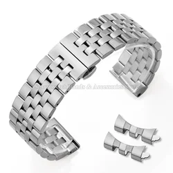 Elegant Curved End Stainless Steel Wrist Band for Men - Universal Fit Bracelet (Silver)