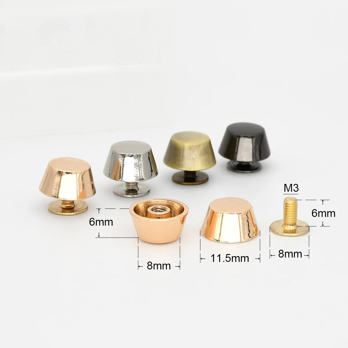 10sets Bucket Shape Bag Feet Base Studs Bottom Wear Protection Rivets Wallet Bag Decor Buttons Leathercraft Parts Accessories metal rivets copper rivets leather rivets metal studs