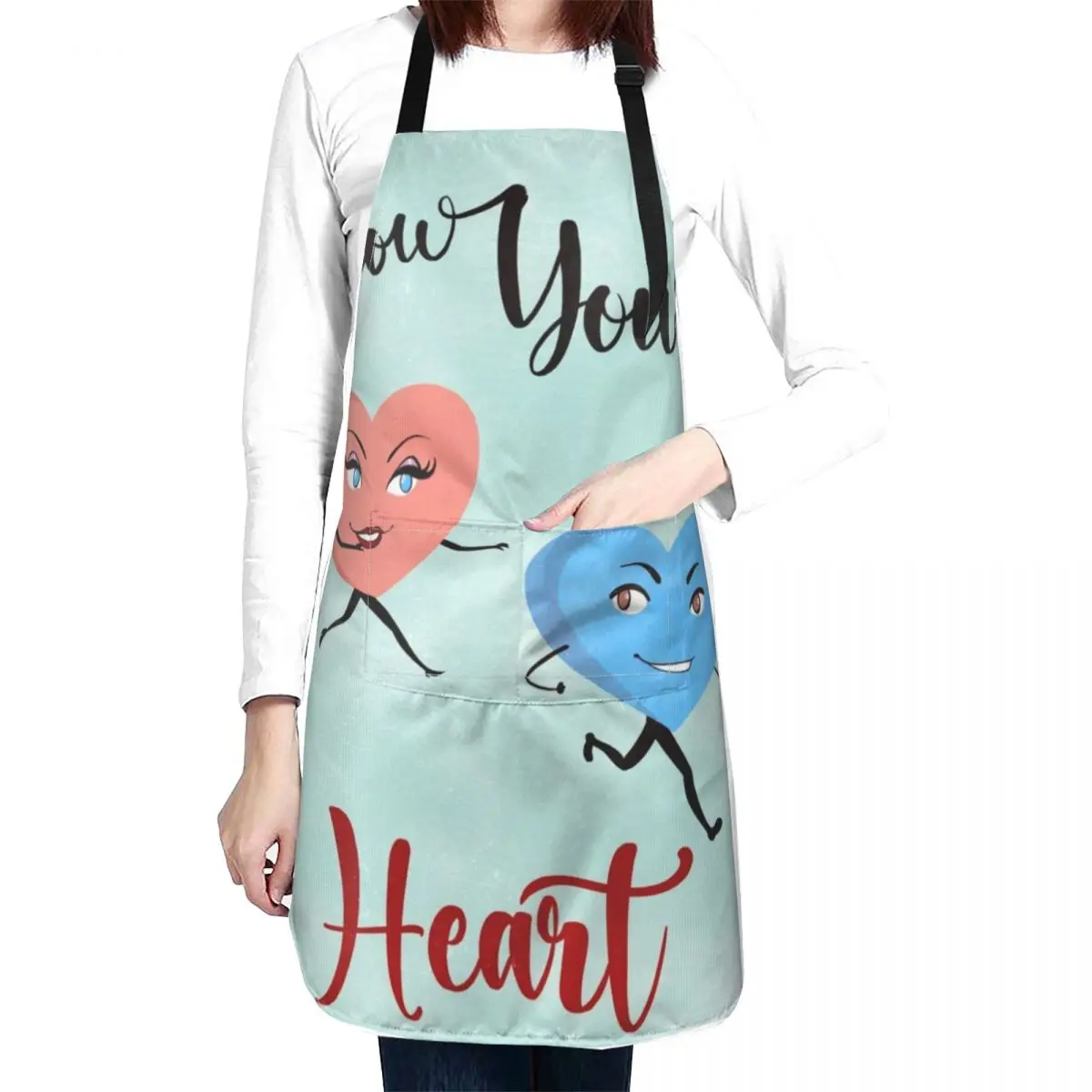 

Follow Your Heart (Girl chasing Boy) Apron Kitchen Items For Home Apron For Women professional hairdresser apron chefs apron