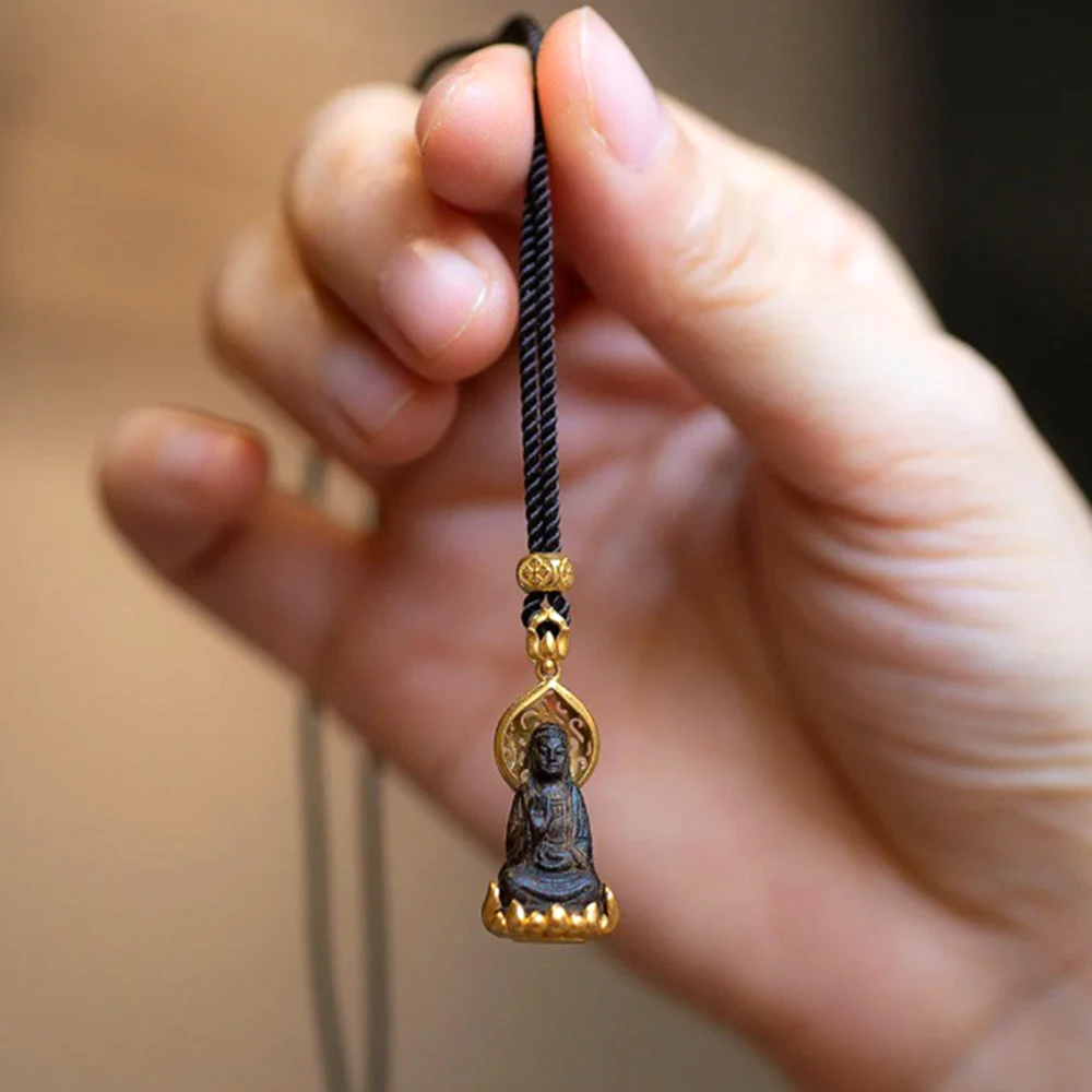 Heilschmuck Wächter Buddha Guanyin Amulett Anhänger Halskette Tibetischer Ethnischer Stil Pullover Kette Luxus Amulett Maskottchen für Männer