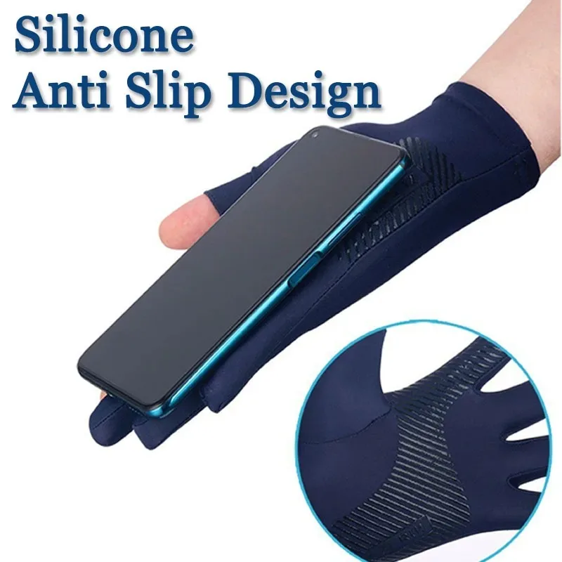 Half-finger Gloves Ice Silk High-elastic Sunscreen Breathable Outdoor Thin Cycing Driving Fishing 1Pair For Men&Women