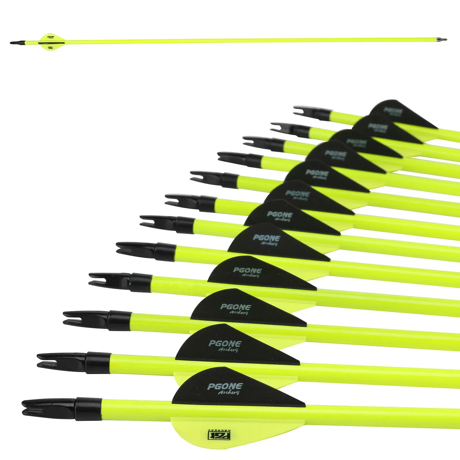 

LAIXING Carbon Arrows Fluorescent Green Shaft with 2'' Plastic Vanes fletching & Removable Tips for Hunting Targeting ,12Pack
