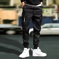 2025 Fashion New Men's Cargo Pants Male Casual Hip Hop Hit Color Multiple Pockets Trousers Streetwear Ribbons Homme Sweatpants