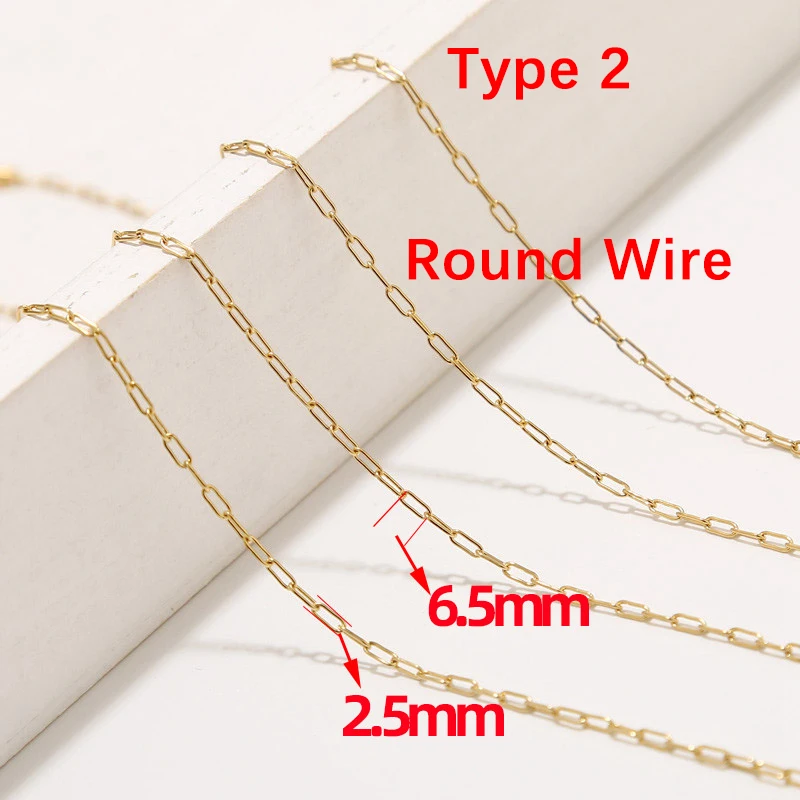 2M Stainless Steel Gold Long Oval Link Chain 2.5mm width Gold Cable Chains for DIY Necklace Bracelet Anklet Making 2 types 6