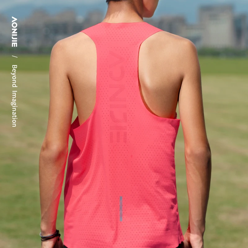 AONIJIE Male Men Sleeveless Summer Tank Top For Marathon Fitness Breathable Comfortable for Man Quick Drying Running Vest 5