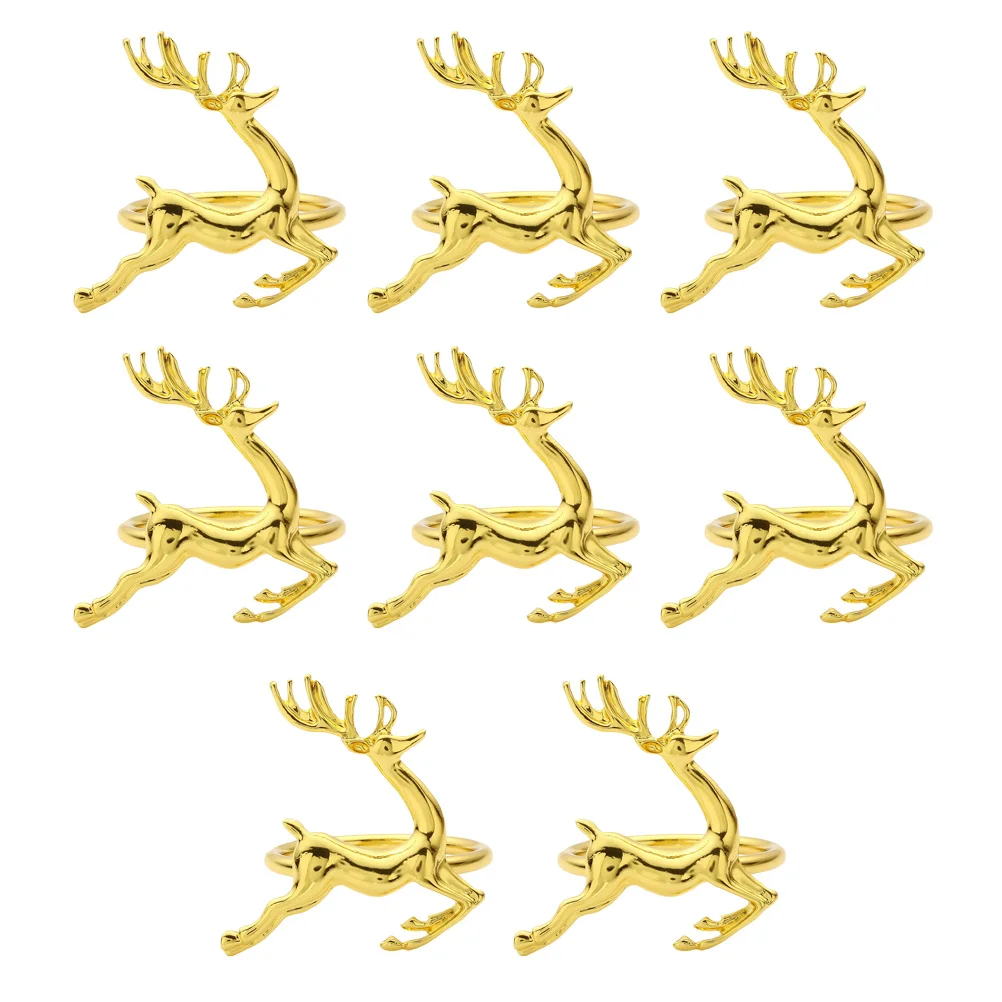 

8Pcs Christmas Napkin Rings Reindeer Napkin Holder Alloy Napkin Buckles Dinner Tables Rings Christmas Table Settings Table