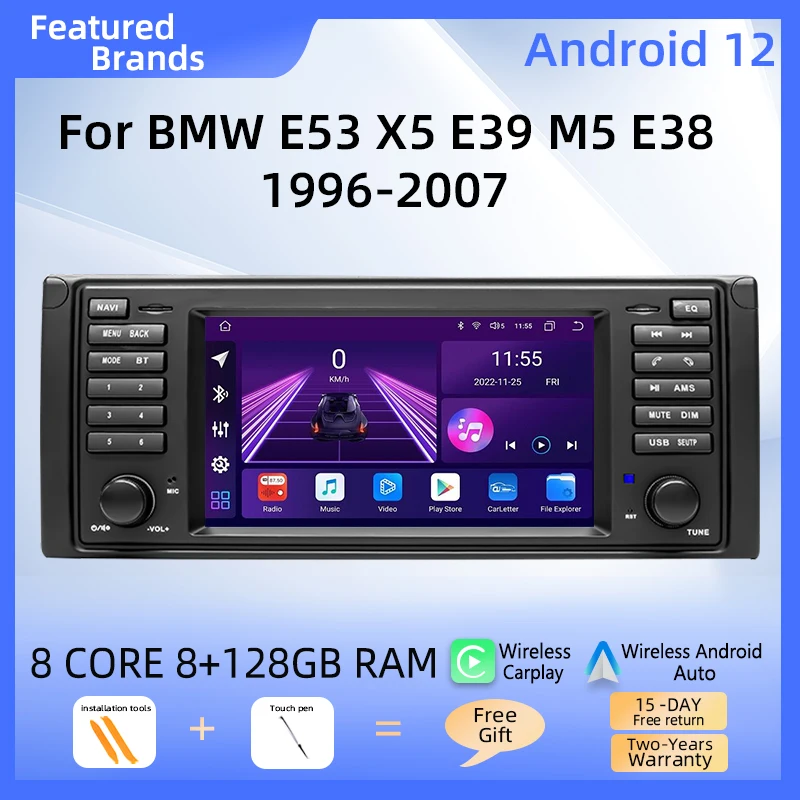 

Uckazy 8-ядерный Android 12 Автомобильный радиоплеер для BMW X5 11 E53 E39 M5 1996-2003 GPS 4G стерео Мультимедиа Аудио навигация DSP