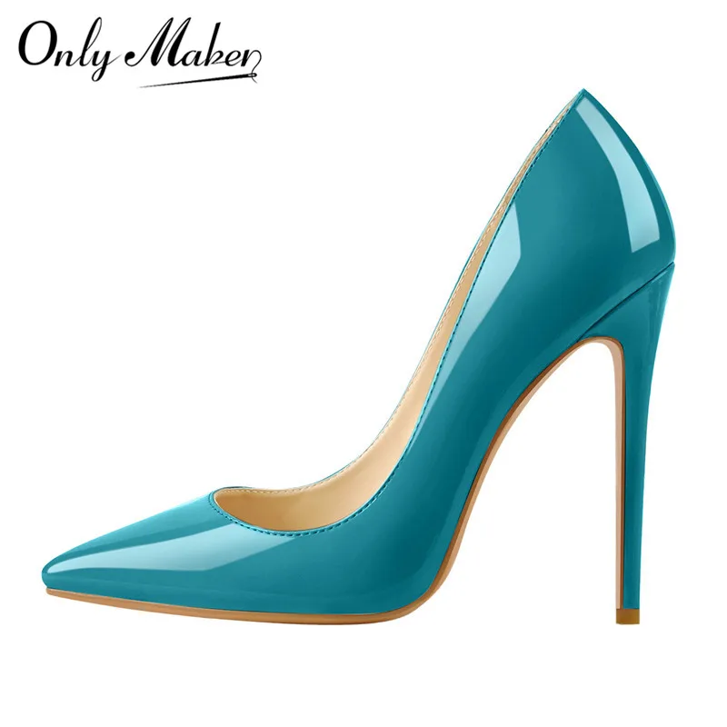 

Onlymaker Women Pointed Toe Patent Leather 8CM 10CM 12CM Thin Heels Sexy Pumps Lady Shoes Big Size Party Dress Female Pumps