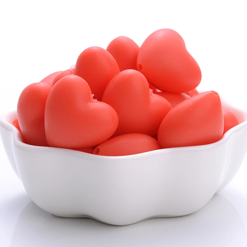 thumbnail image 1 of 10/20 cuentas de silicona con forma de corazón de 18 x 20 mm, aptas para alimentos para bebés, para hacer joyas, pinzas para chupetes, sin BPA, 1 of 5