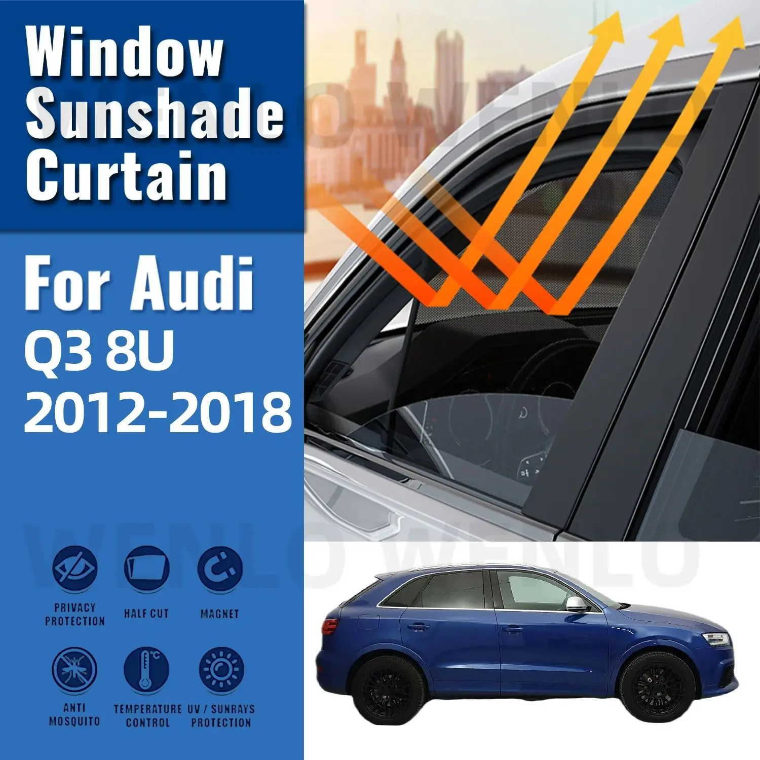 

For Audi Q3 8U 2012-2018 Car Sunshade Visor Front Windshield Frame Curtain Rear Side Baby Window Sun Shade