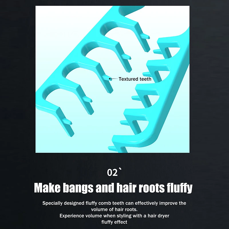 Strumenti per arricciare pettine per capelli volumizzante a denti larghi Texture soffice per uomo Ideale per tutti i tipi di capelli Strumenti per acconciature - immagine 5