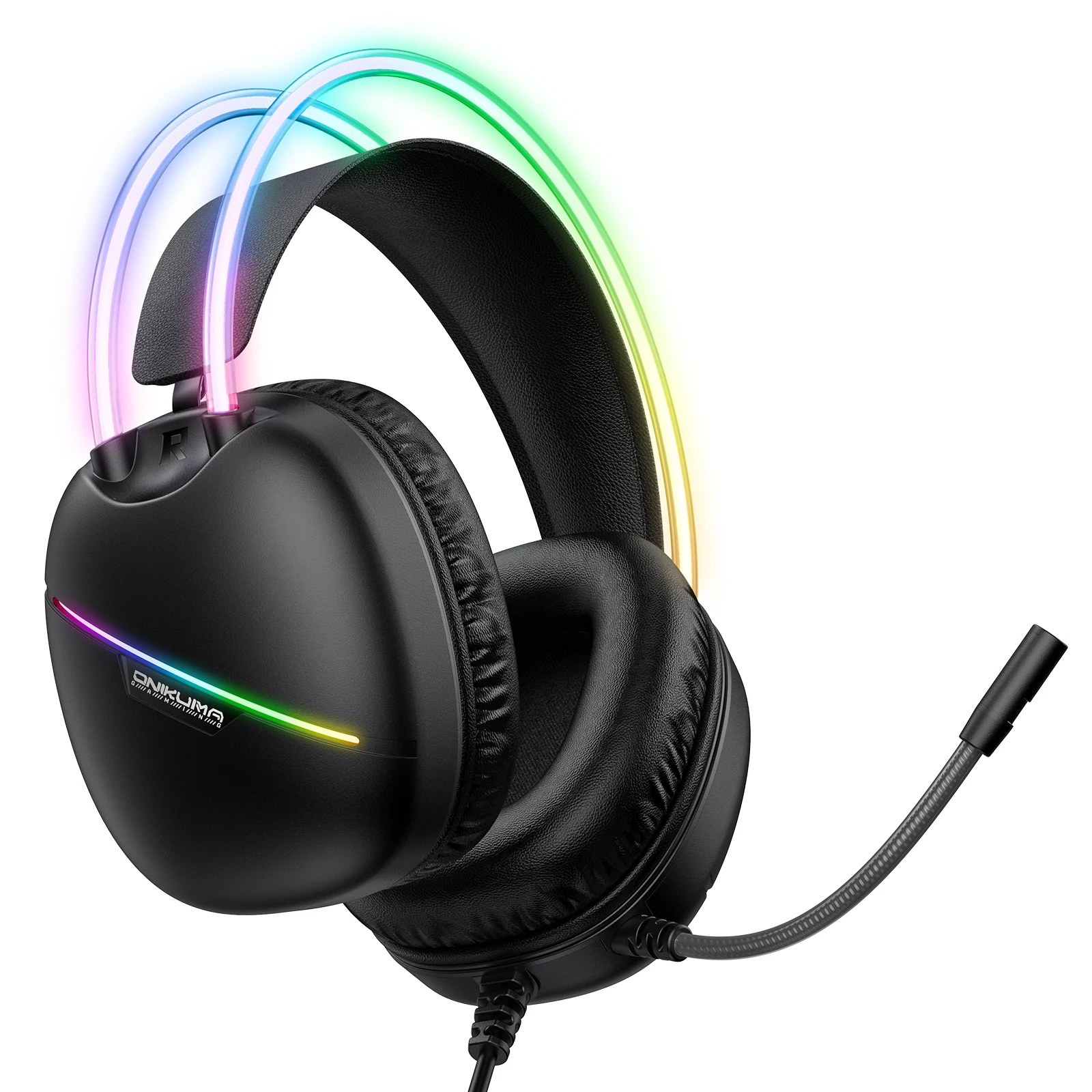 ONIKUMA X33 Gaming Headset Wired Headphones Player PC PS4 With RGB Light HD Flexible Microphone Earphone For Computer_voghion.com