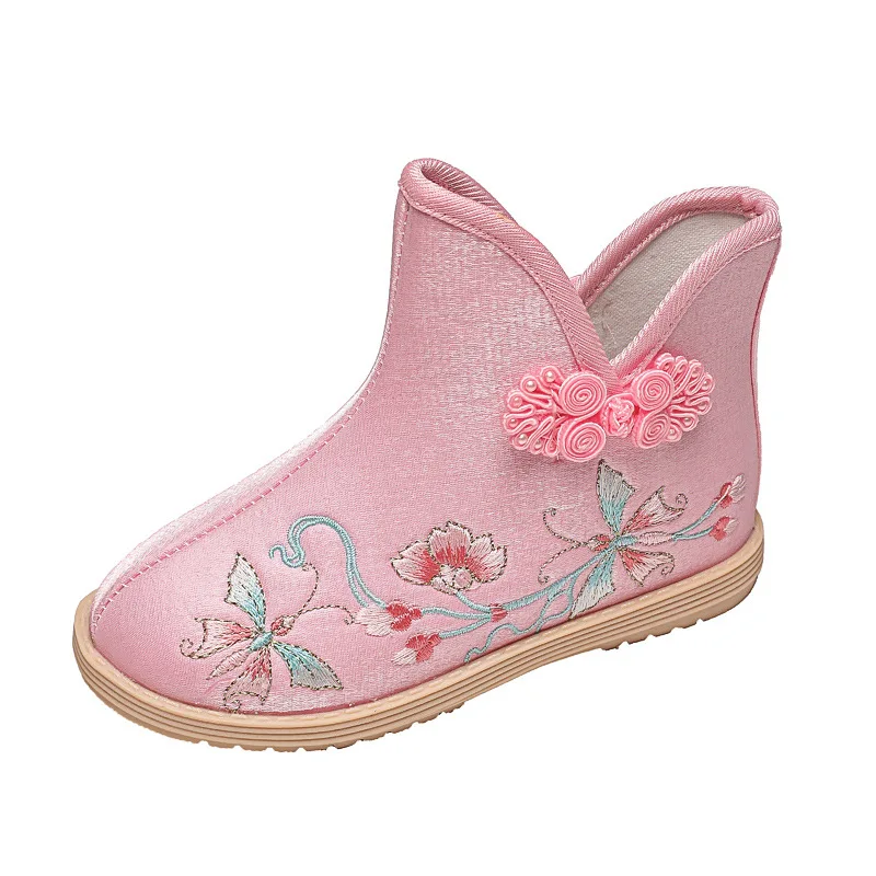 

Kids Hand Woven Shoes Children Boots Girls Shoes Old Peking Cloth Boots Embroidered Shoes for Traditional Holiday Performance
