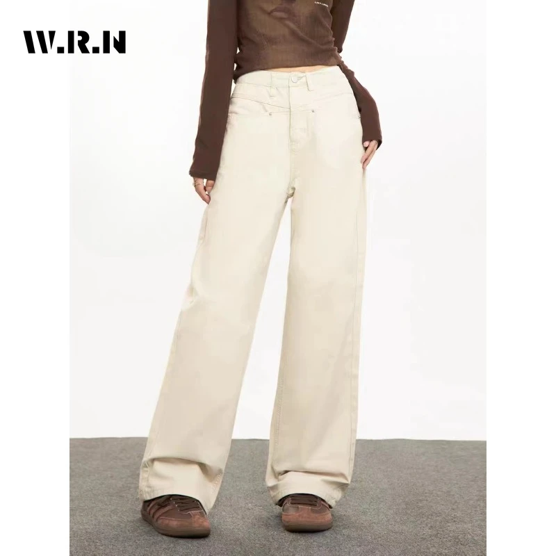 

Женские широкие мешковатые джинсовые брюки в стиле ретро, базовые однотонные свободные джинсы в стиле Харадзюку с высокой талией, весна 2024