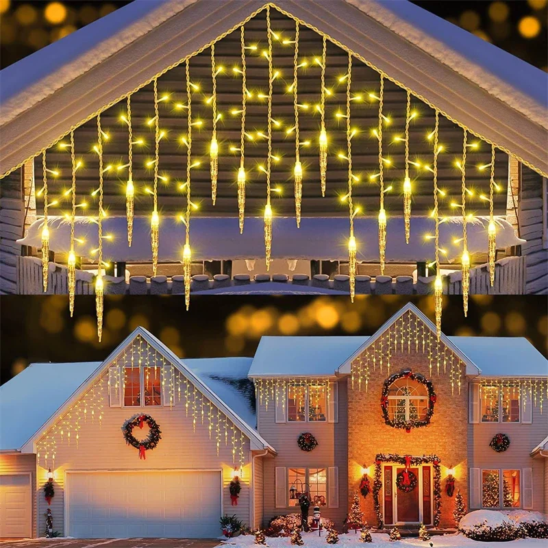 Christmas Garland LED Icicle Curtain String Lights Droop Outdoor Garden Street Wedding Decorative lighting