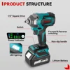 1200N.M Brushless Electric Impact Wrench 1/2Inch Cordless Electric Wrench Socket Screwdriver Power Tools For Makita 18V Battery 5