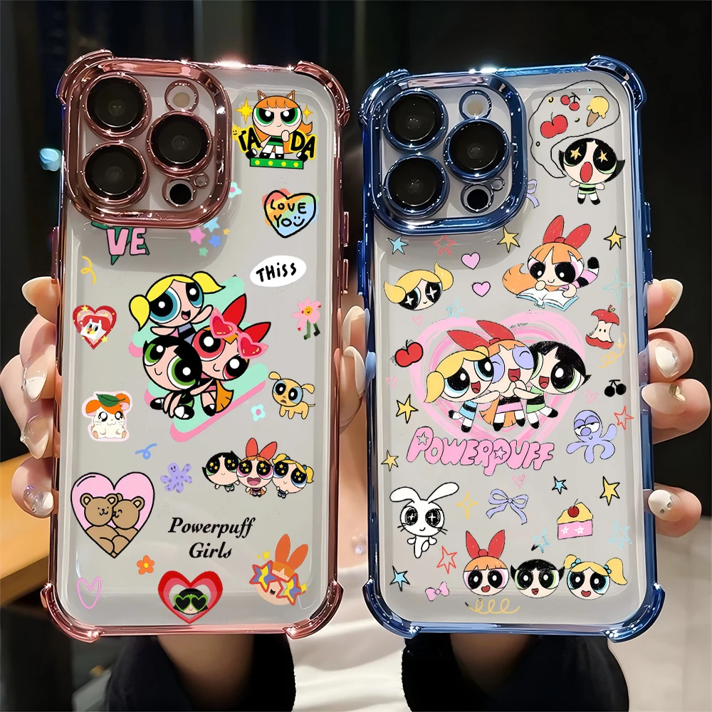 Powerpuff Girls Plating Phone Case - Anti-Fall Airbag Design