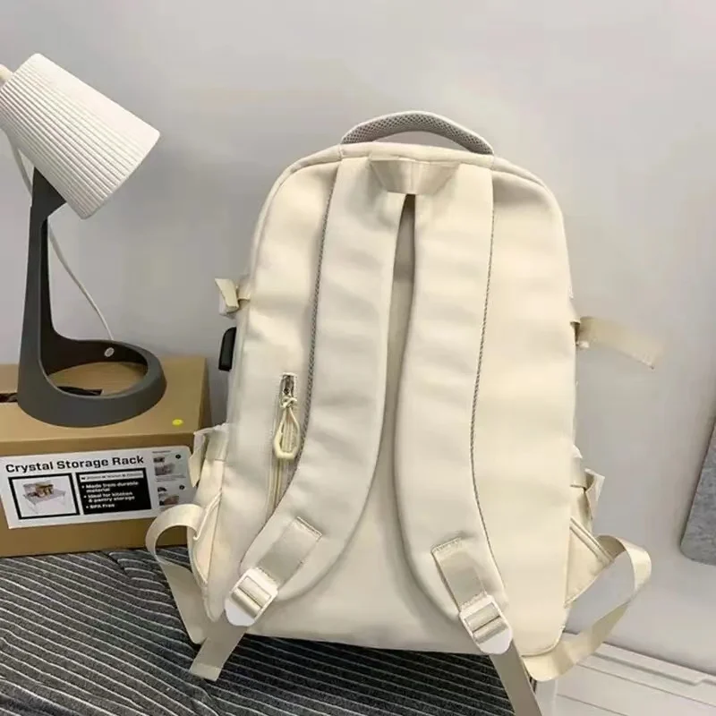 College Style Canvas School Bags For Girls Solid Junior High School Student Schoolbag Korean Version Laptop Backpack Women Boys