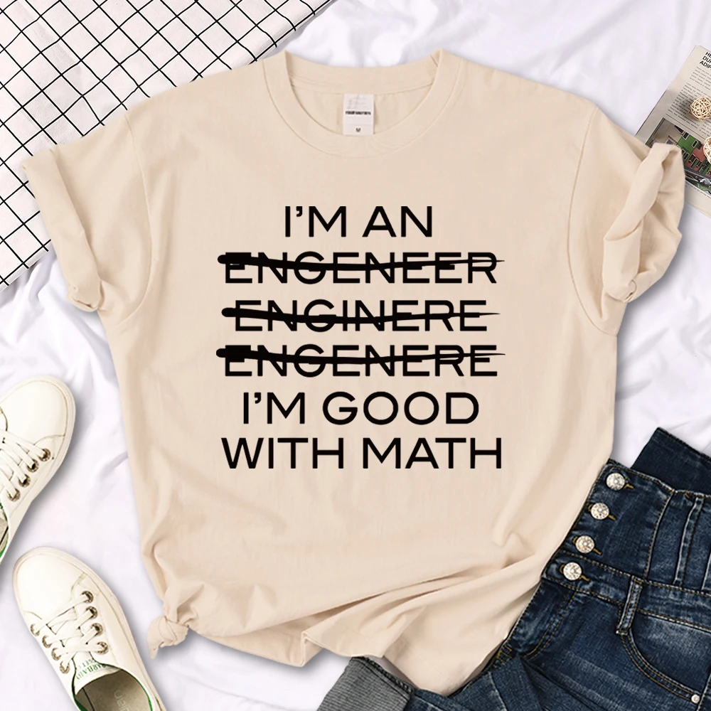 Woman T-Shirts I'M Good With Math Cool Personalized Text Printing Tees Female Summer Oversize t Shirt Loose Fitted Woman Tops
