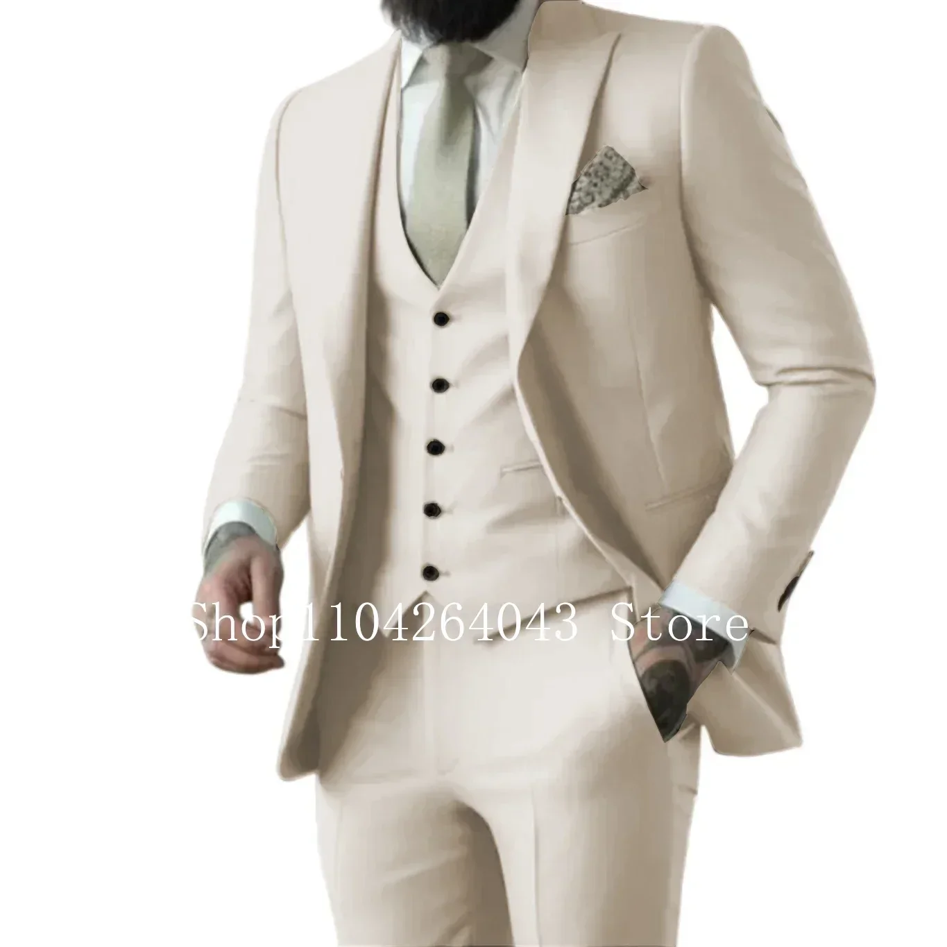 Elegant Men's Suits 3 Pieces Blazer Vest and Pants Peak Lapel Suits for Men for Wedding Business Full Man Terno Comfy Men's Suit