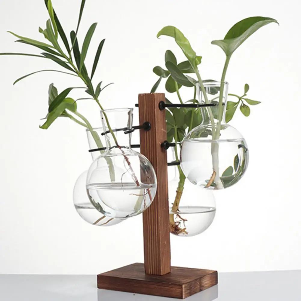 Plant Hangers with Vases Hydroponic Flower Holder Glass Vase Terrarium Kit for Indoor Plants Propagation Station for House 5