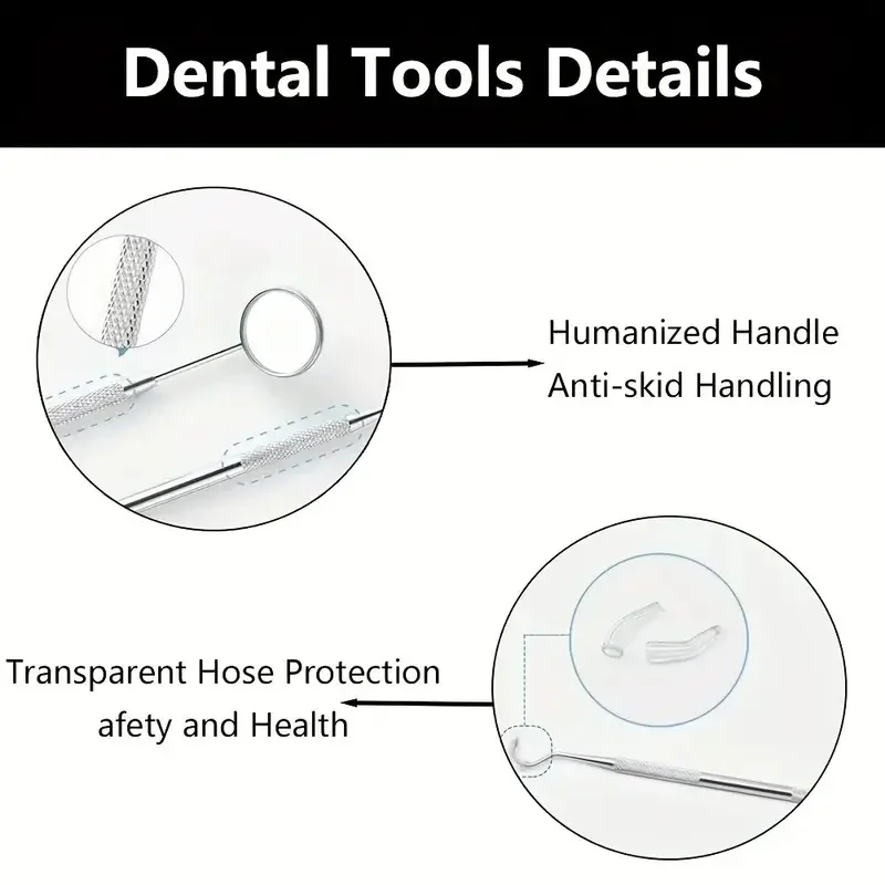 3-8P Edelstahl Zahnarzt Oral Werkzeuge Reinigung Zahnseide Zahnstein Entfernung Leicht zu reinigen Nicht leicht zu brechen Dental Oral Spiegel Pflege – Detail 2
