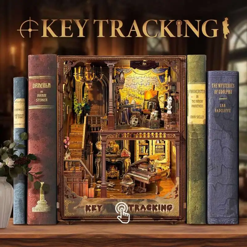 Wooden Diy Bookshelf Key Tracking Bookends Kits 3d Miniatures Figurines Handmade Crafts Book Nook For Home Decor Birthday Gifts