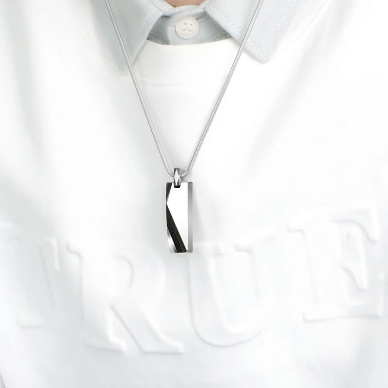 Men Tungsten Pendant Blue Golden High light Gift Titanium Steel Necklace Personalized Jewelry, Free Delivery, Carving